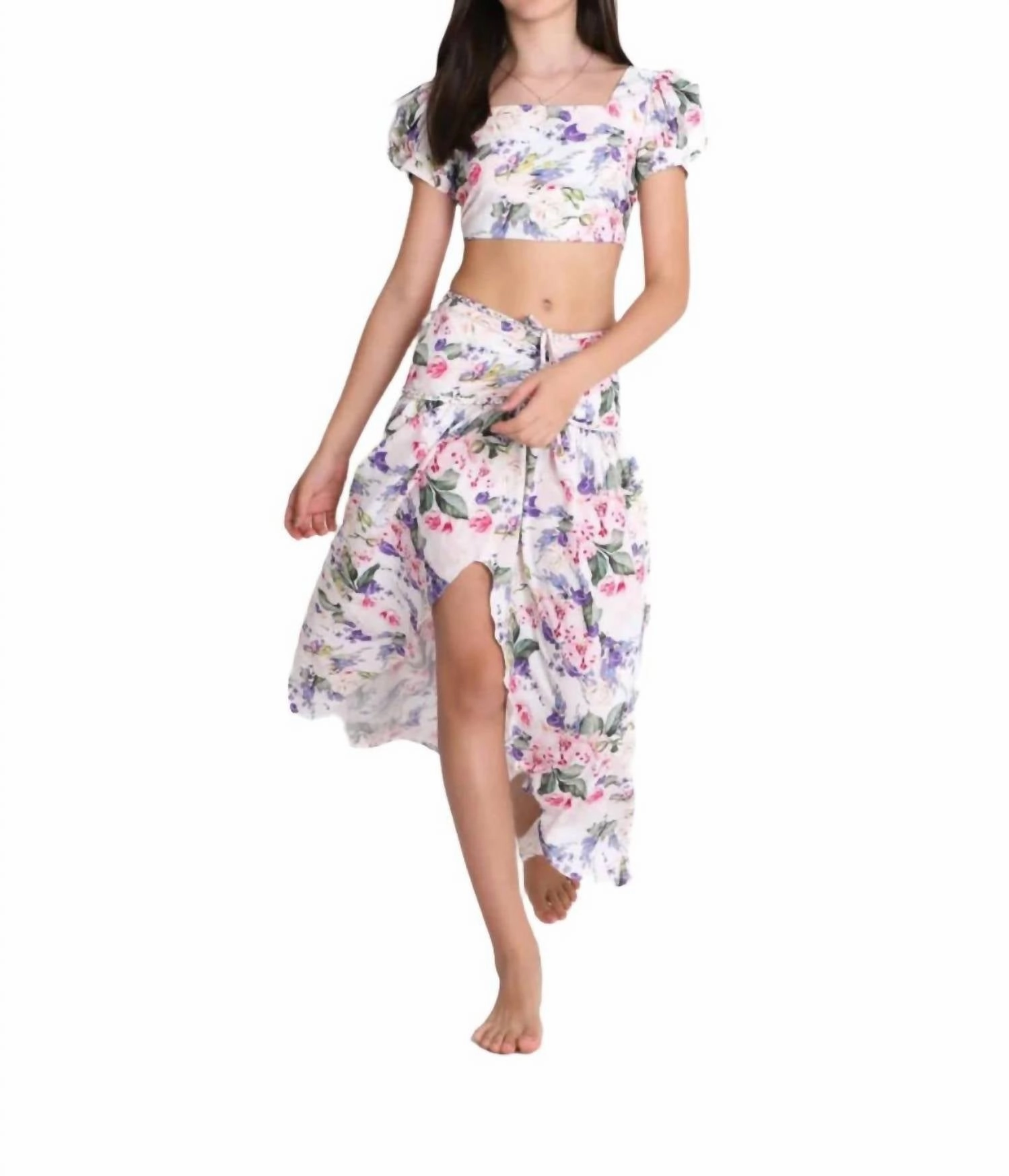 Maxi Skirt Set In Orchids