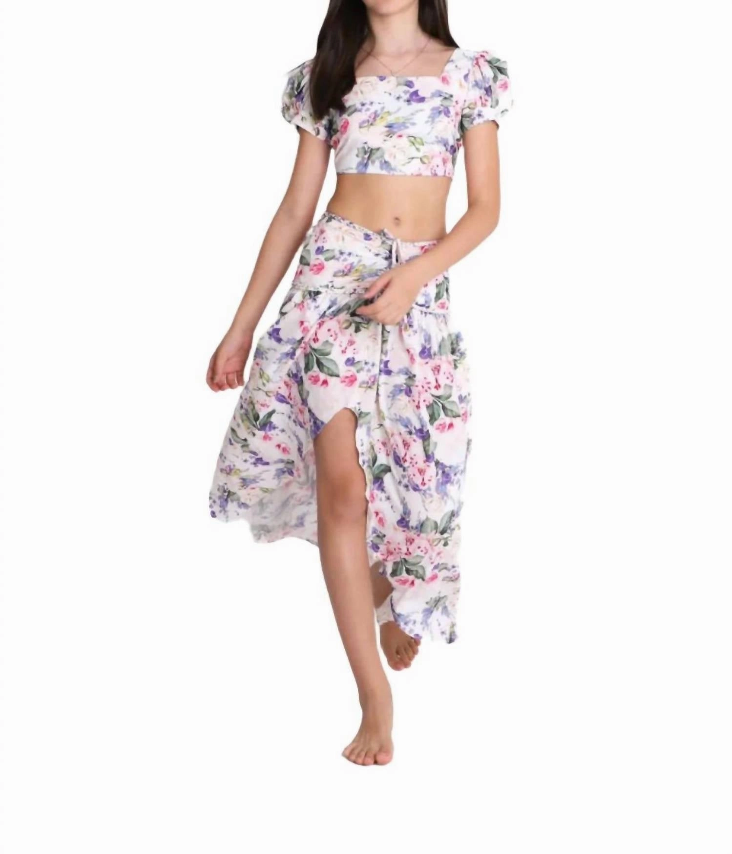 Maxi Skirt Set In Orchids