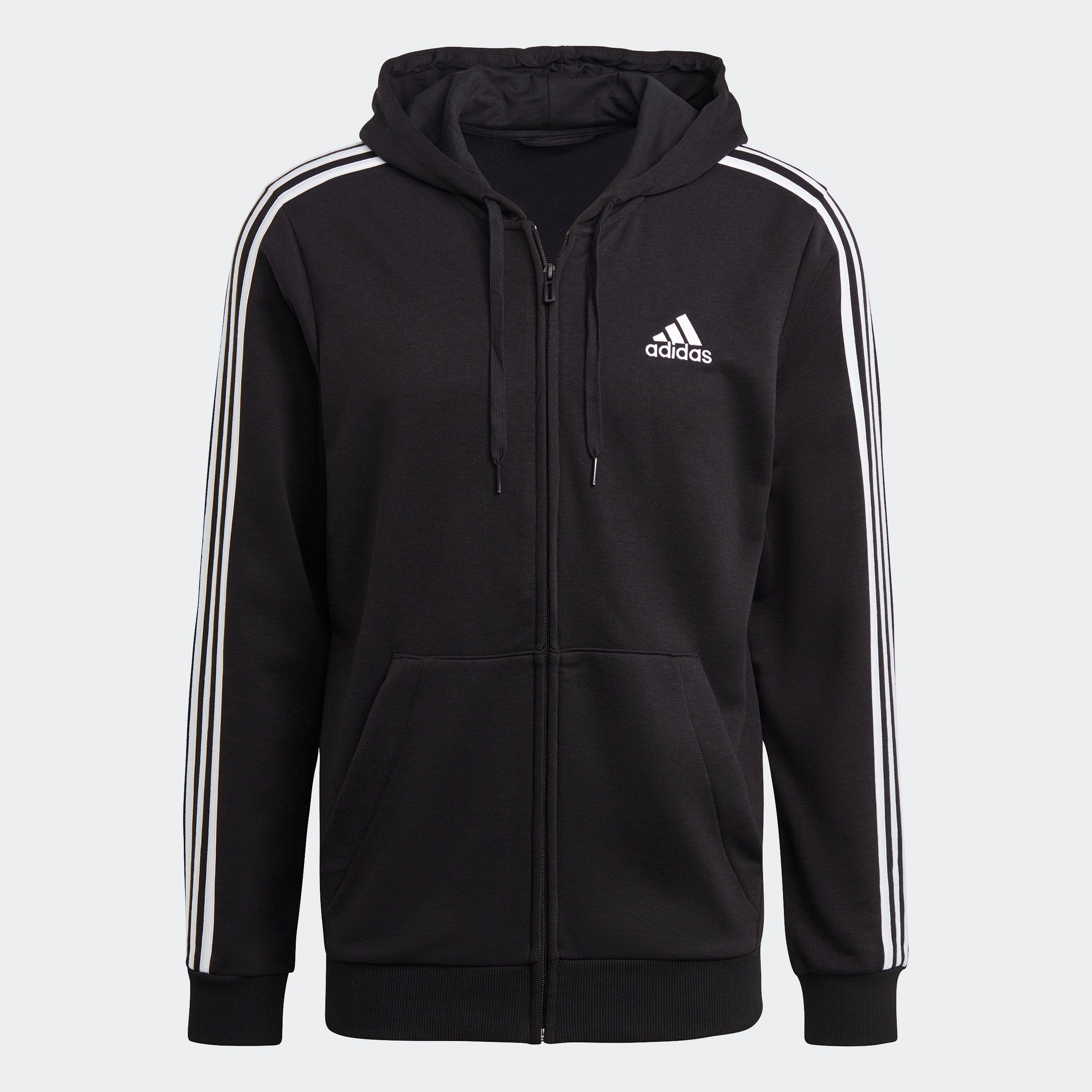 Men's adidas Essentials French Terry 3-Stripes Full-Zip Hoodie