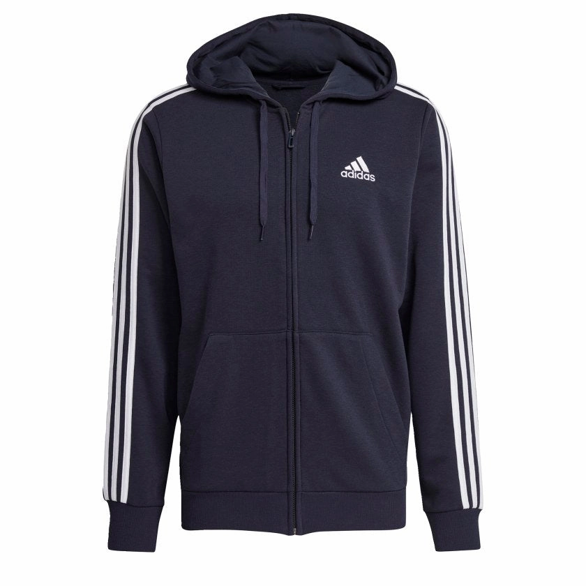 Men's adidas Essentials French Terry 3-Stripes Full-Zip Hoodie