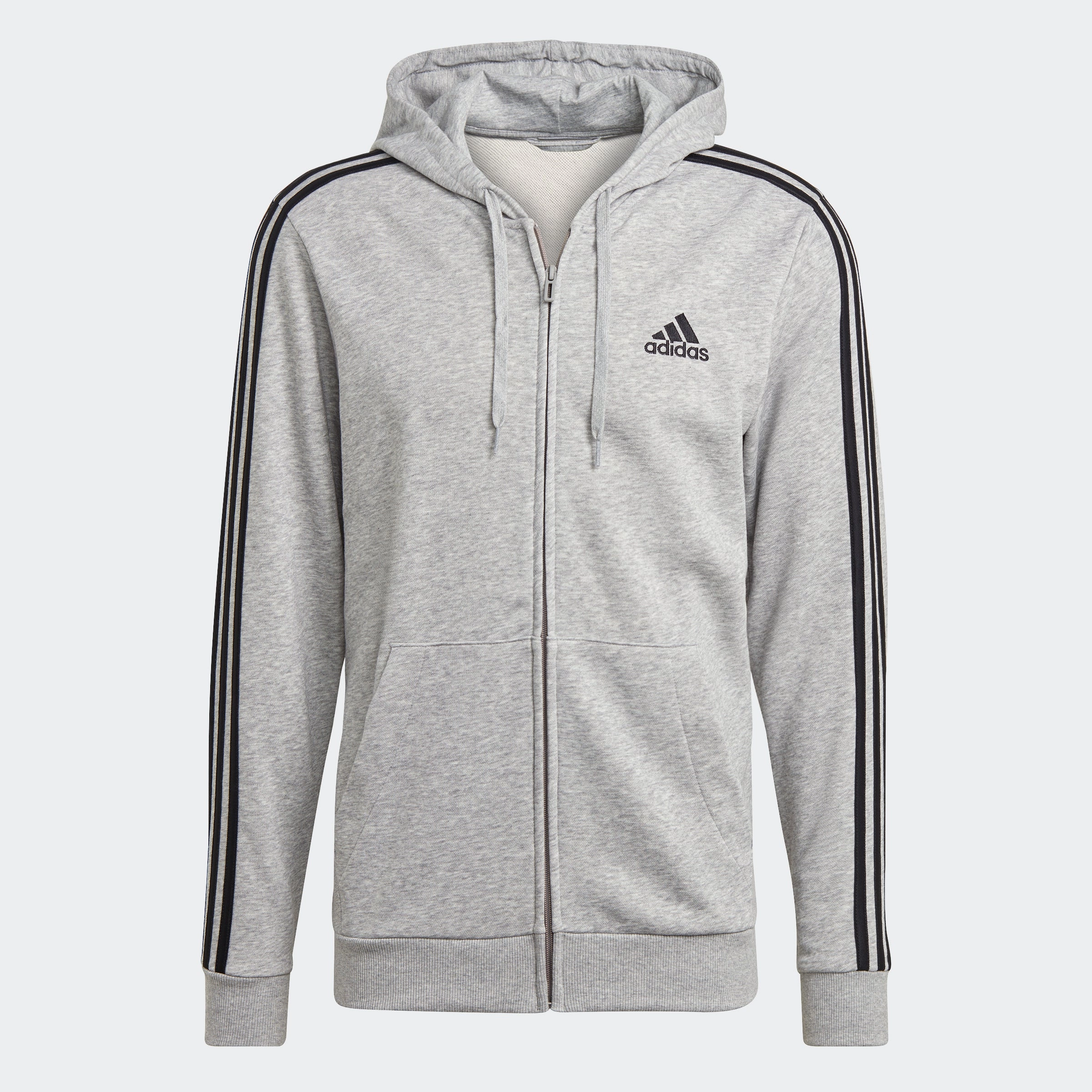 Men's adidas Essentials French Terry 3-Stripes Full-Zip Hoodie