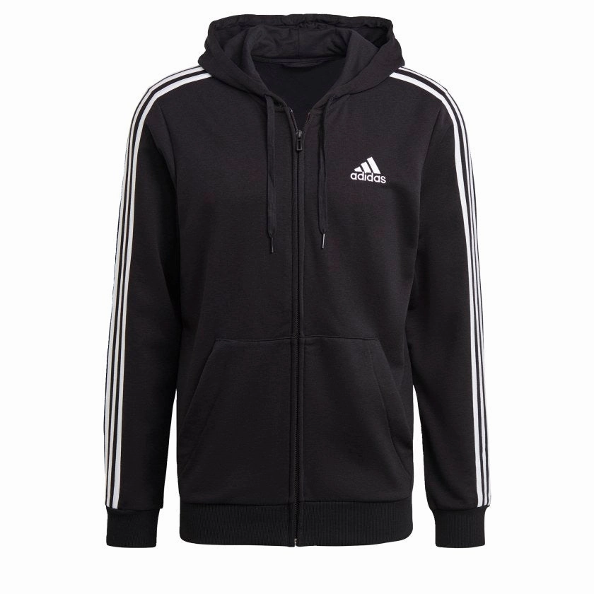 Men's adidas Essentials French Terry 3-Stripes Full-Zip Hoodie