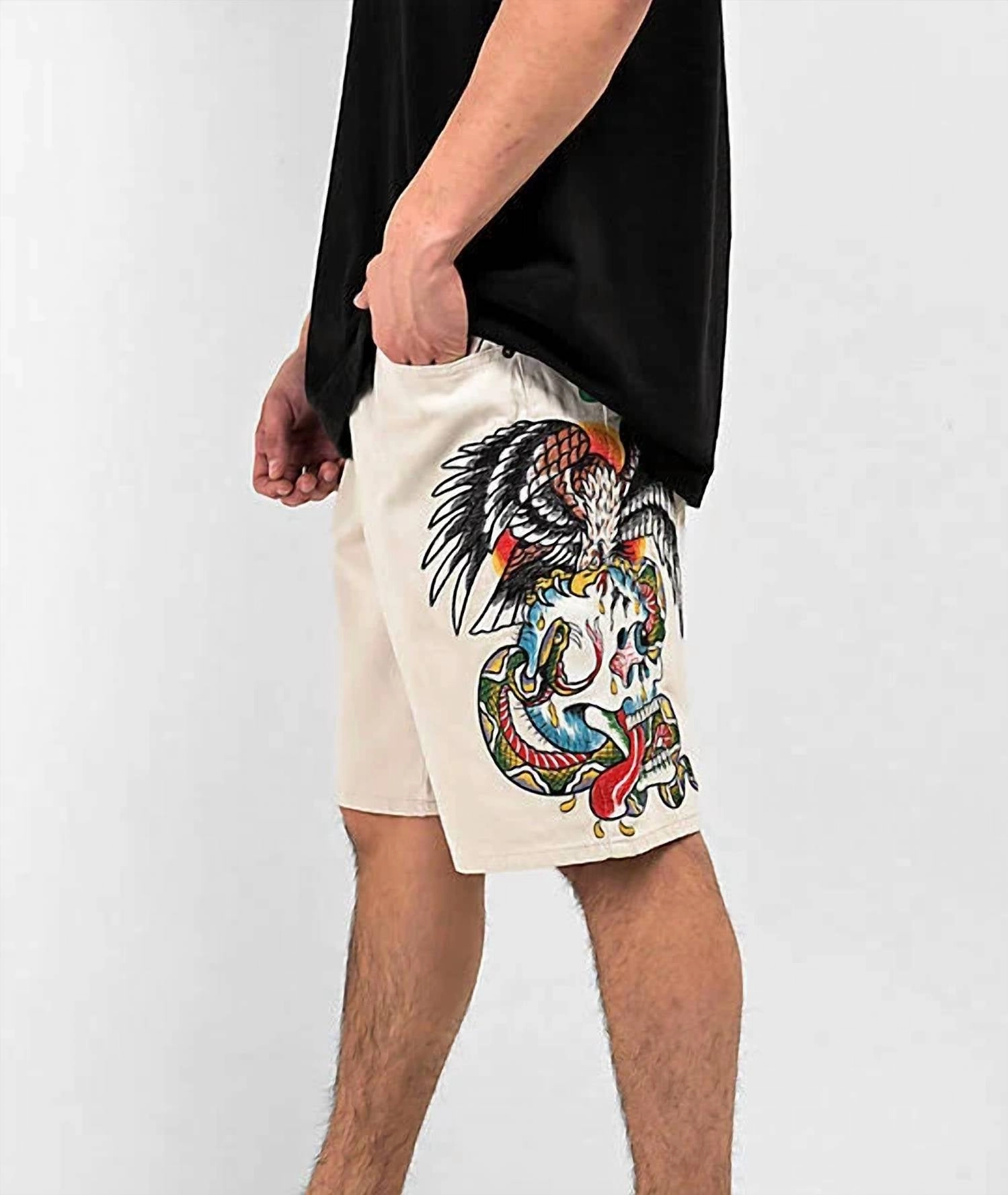 Men's Battle Skull Skater Short In Khaki