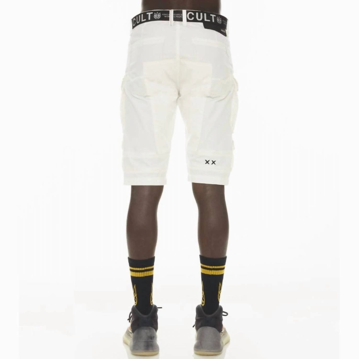 Men's Cargo Ridged Shorts In White