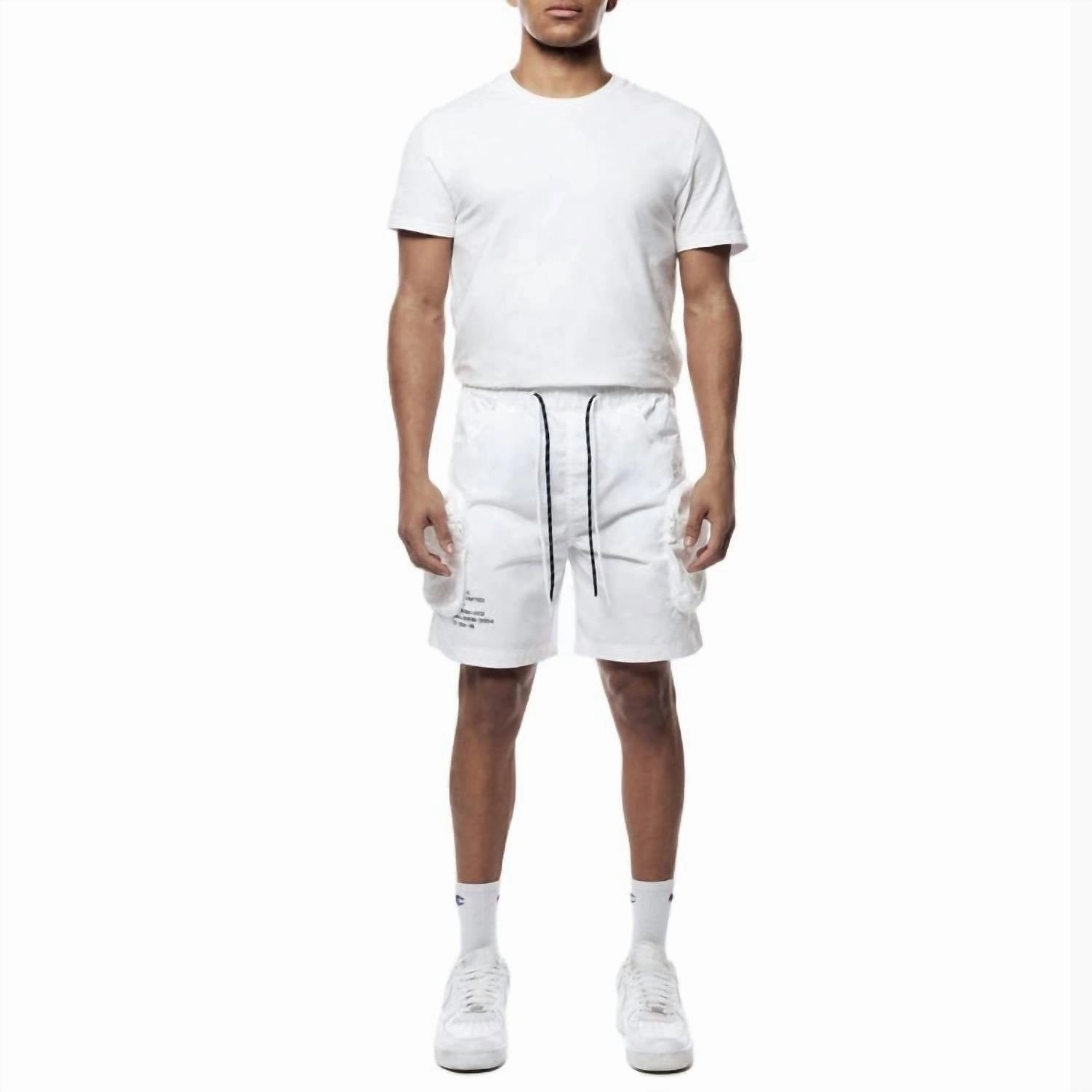 Men's Printed Nylon Utility Short In White