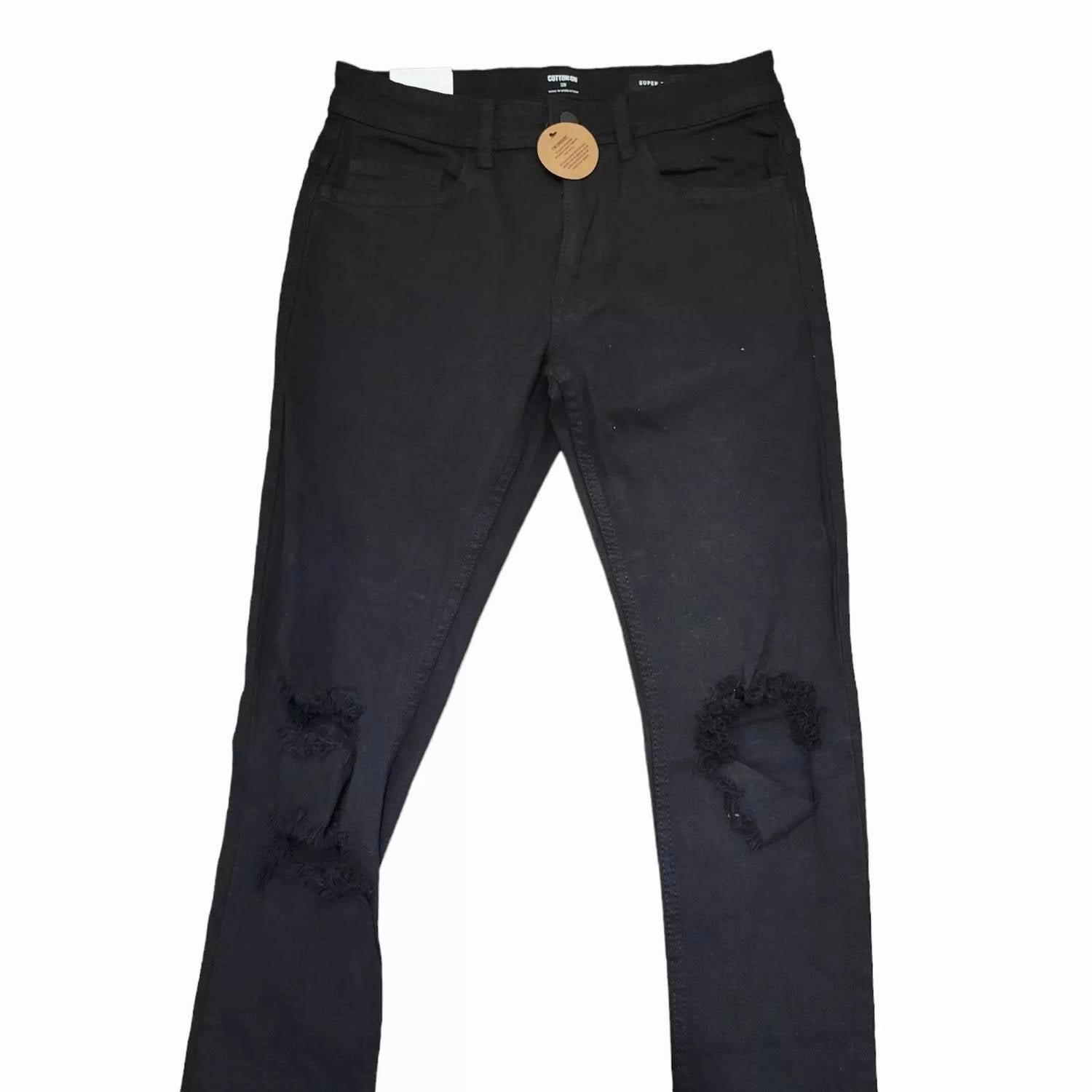 Men's Super Skinny Jeans Distressed In Black