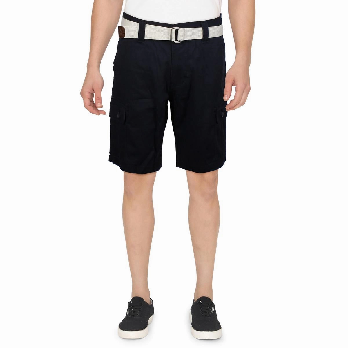 Mens Belted Cotton Cargo Shorts