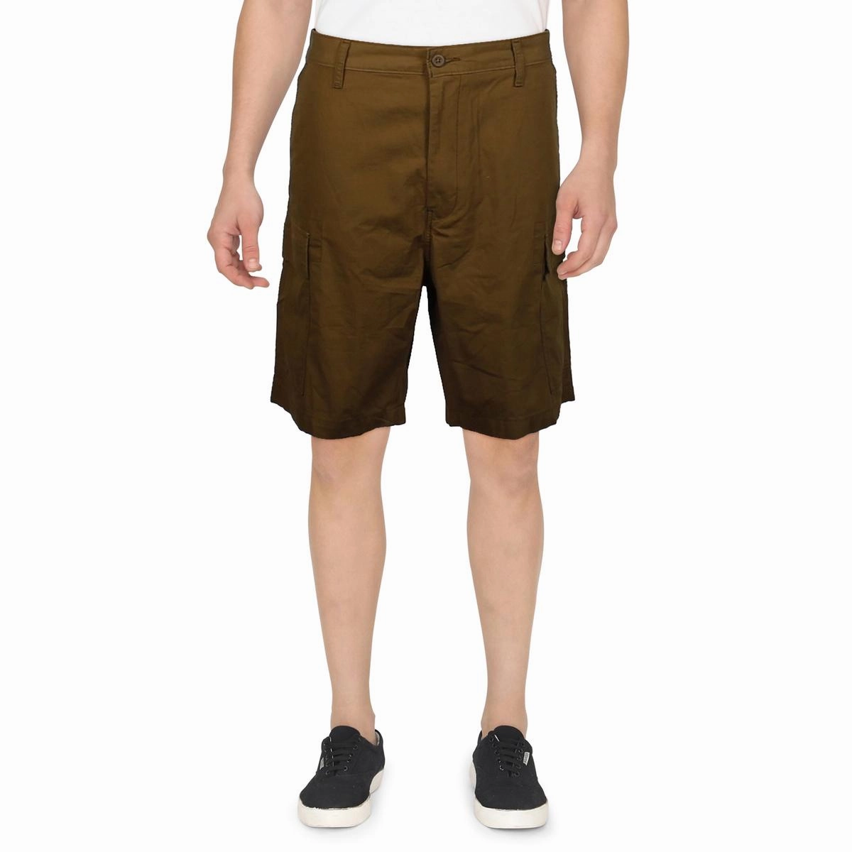 Mens Cotton Mid-Rise Cargo Shorts