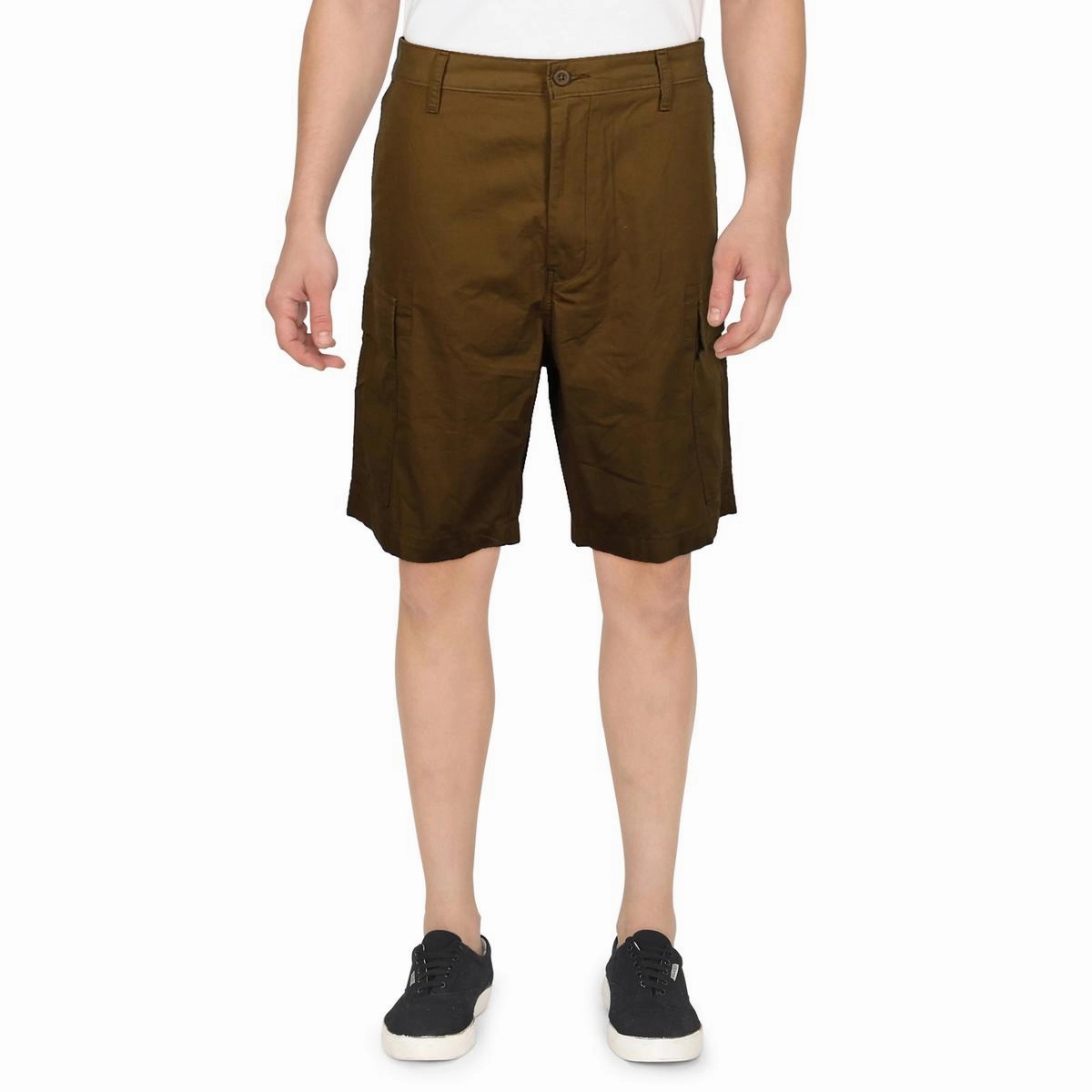 Mens Cotton Mid-Rise Cargo Shorts