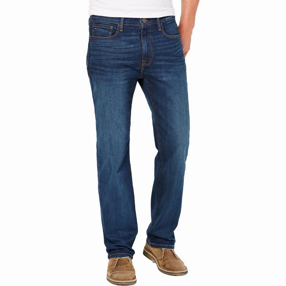 Mens Pocket Denim Straight Leg Jeans