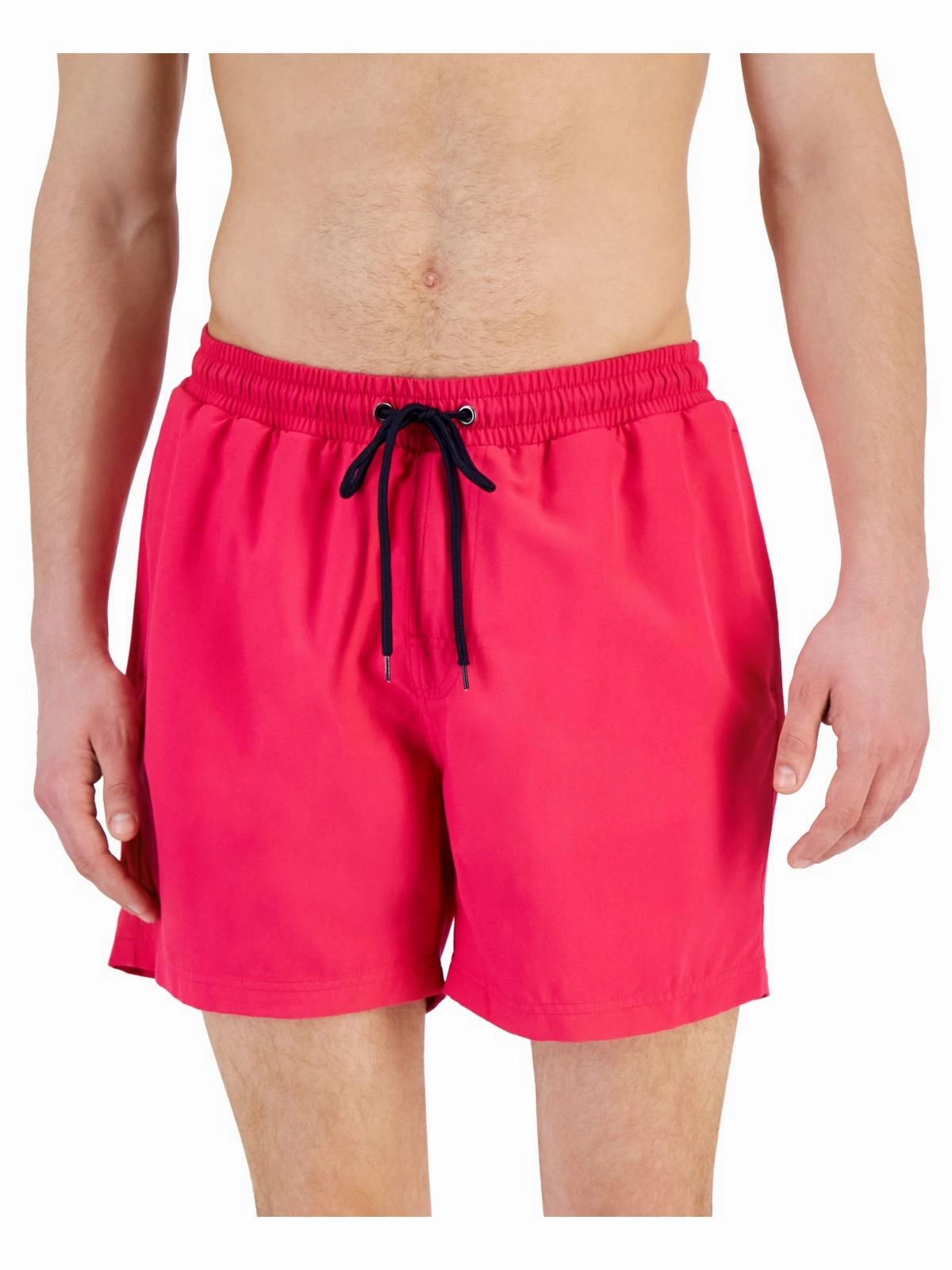 Mens Solid Polyester Swim Trunks