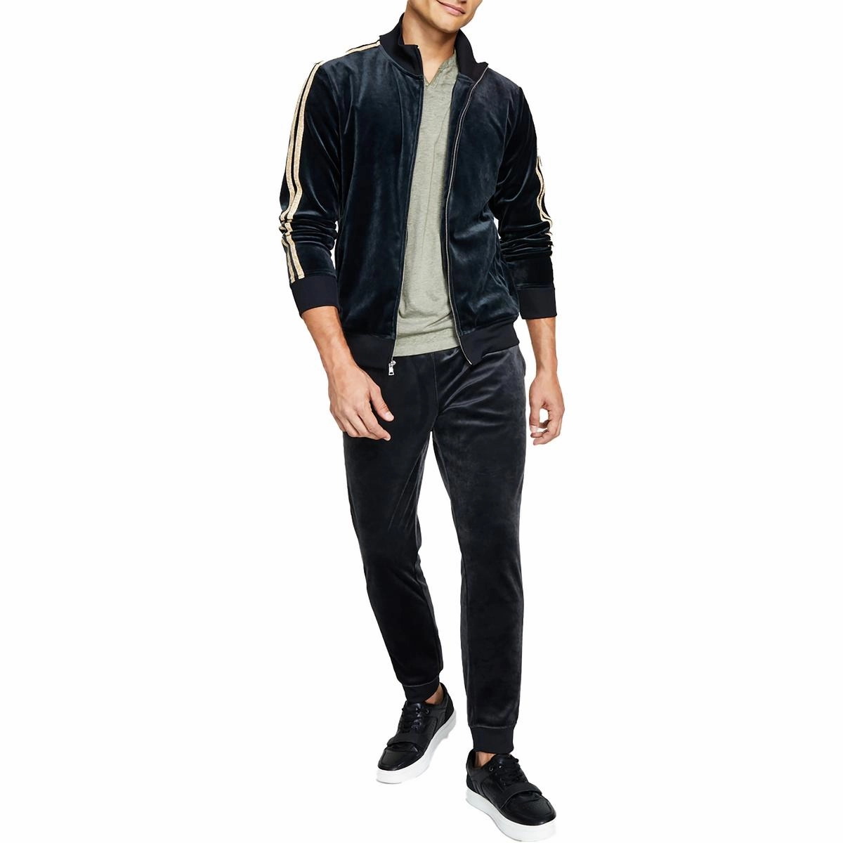 Mens Velour Sweatshirt Track Jacket
