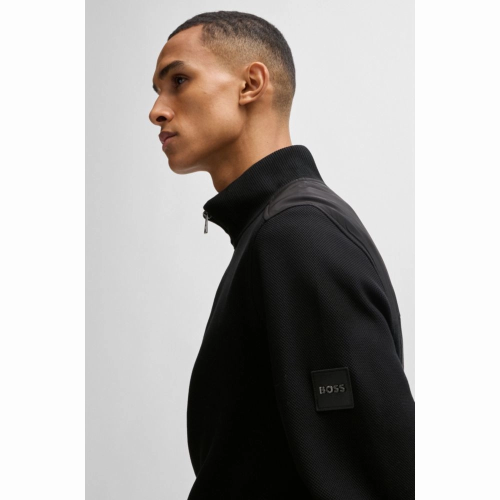 Mercerized-cotton regular-fit sweatshirt with logo patch