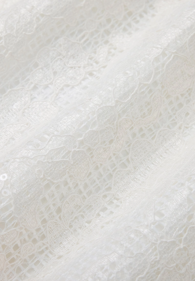 Mesh-lace Chiffon-layered Maxi Skirt
