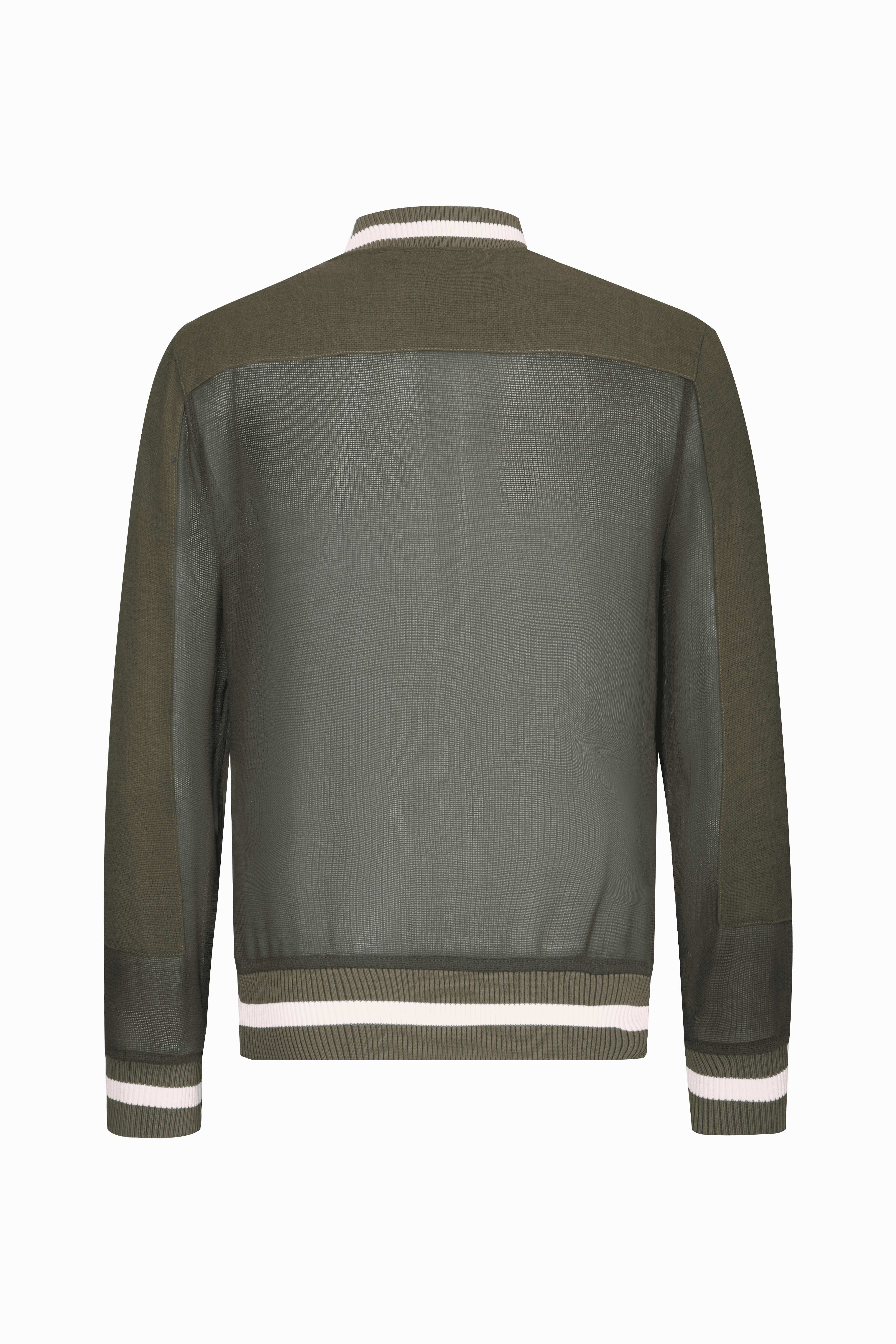 Mesh-panelled Dark Green varsity Jacket