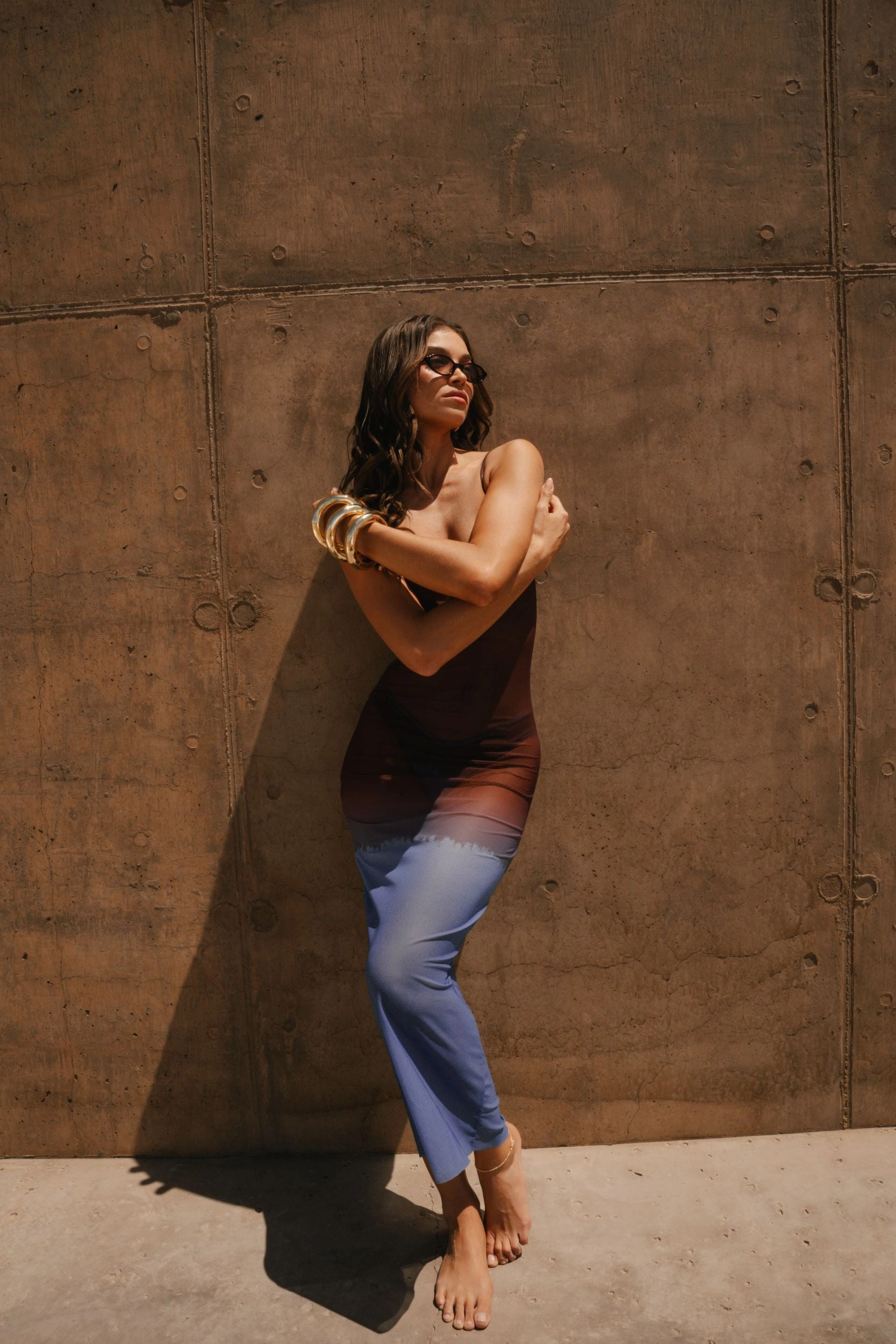 Mesh Scoop Maxi Slip Dress