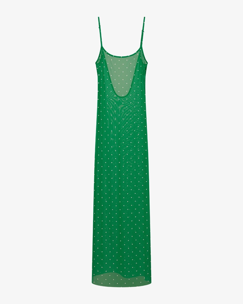 Mesh Scoop Micro Polka Dot Maxi Slip Dress