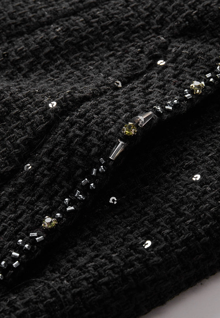 Mesh Sleeves Sequin-detail Dress