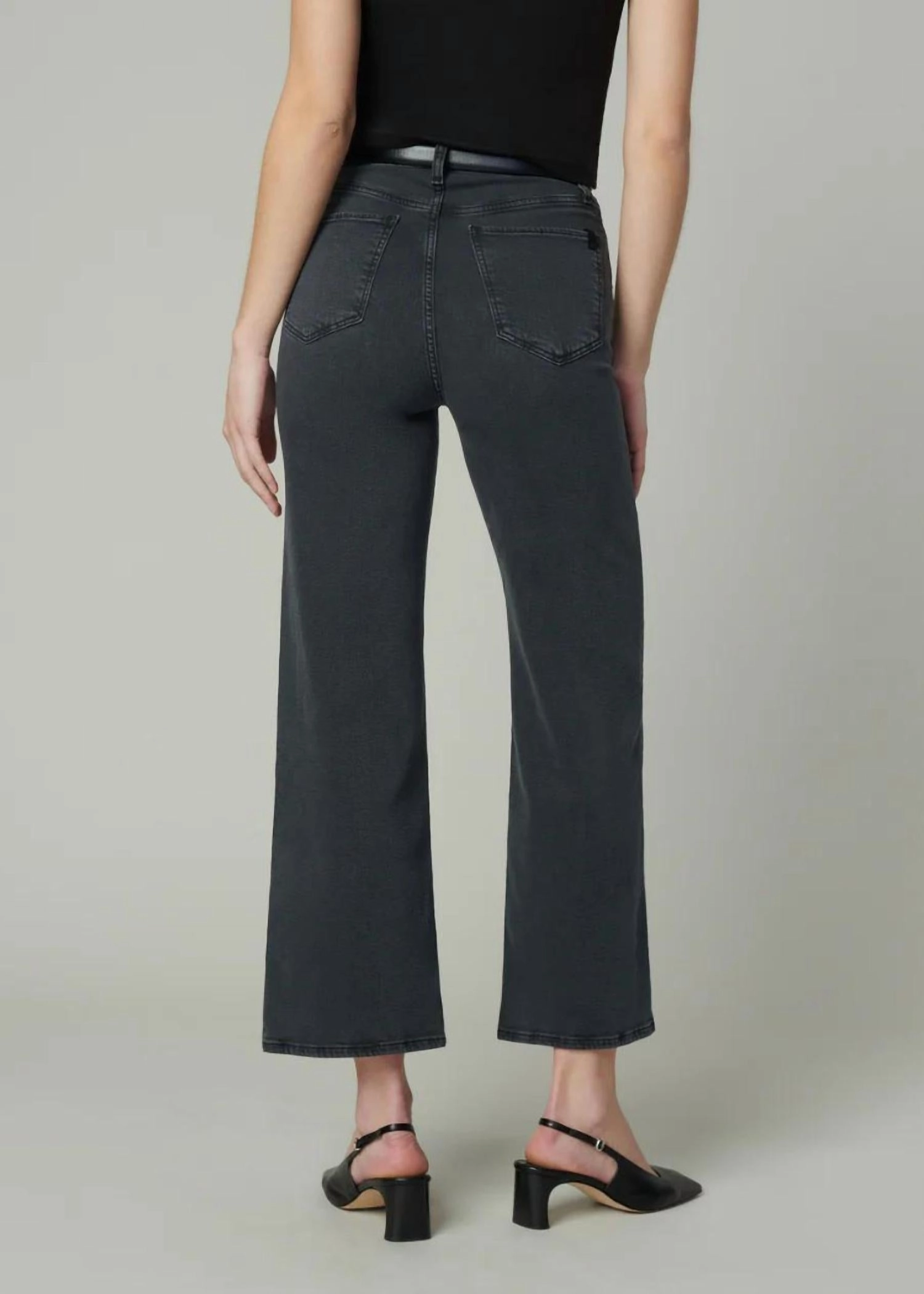 Mia Wide Leg Ankle In Black Cat