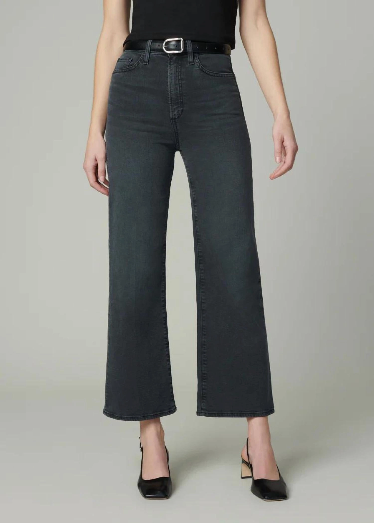 Mia Wide Leg Ankle In Black Cat