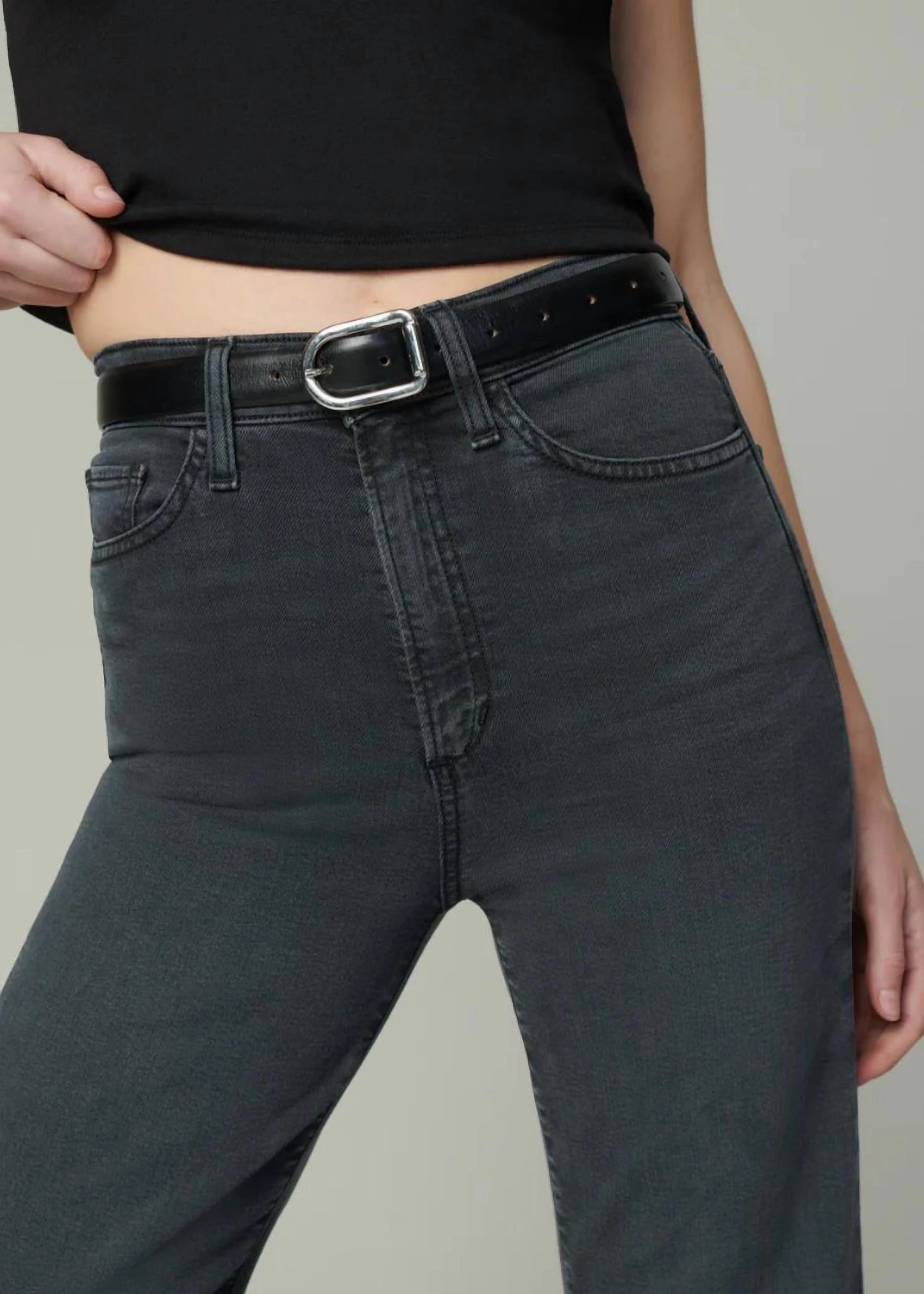 Mia Wide Leg Ankle In Black Cat