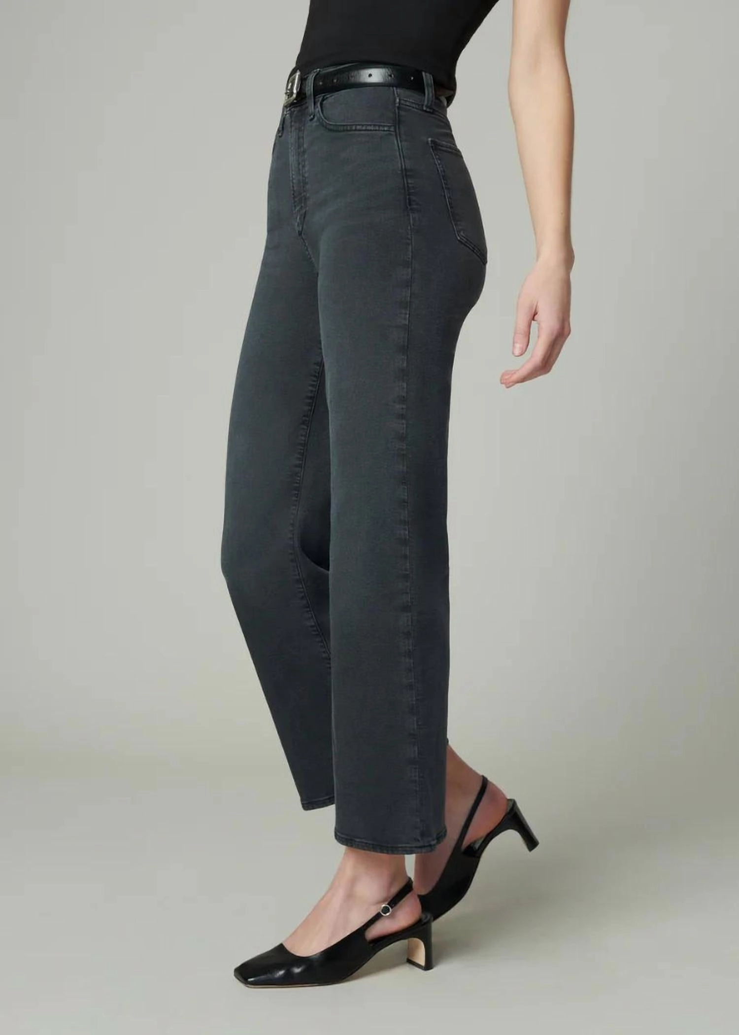 Mia Wide Leg Ankle In Black Cat