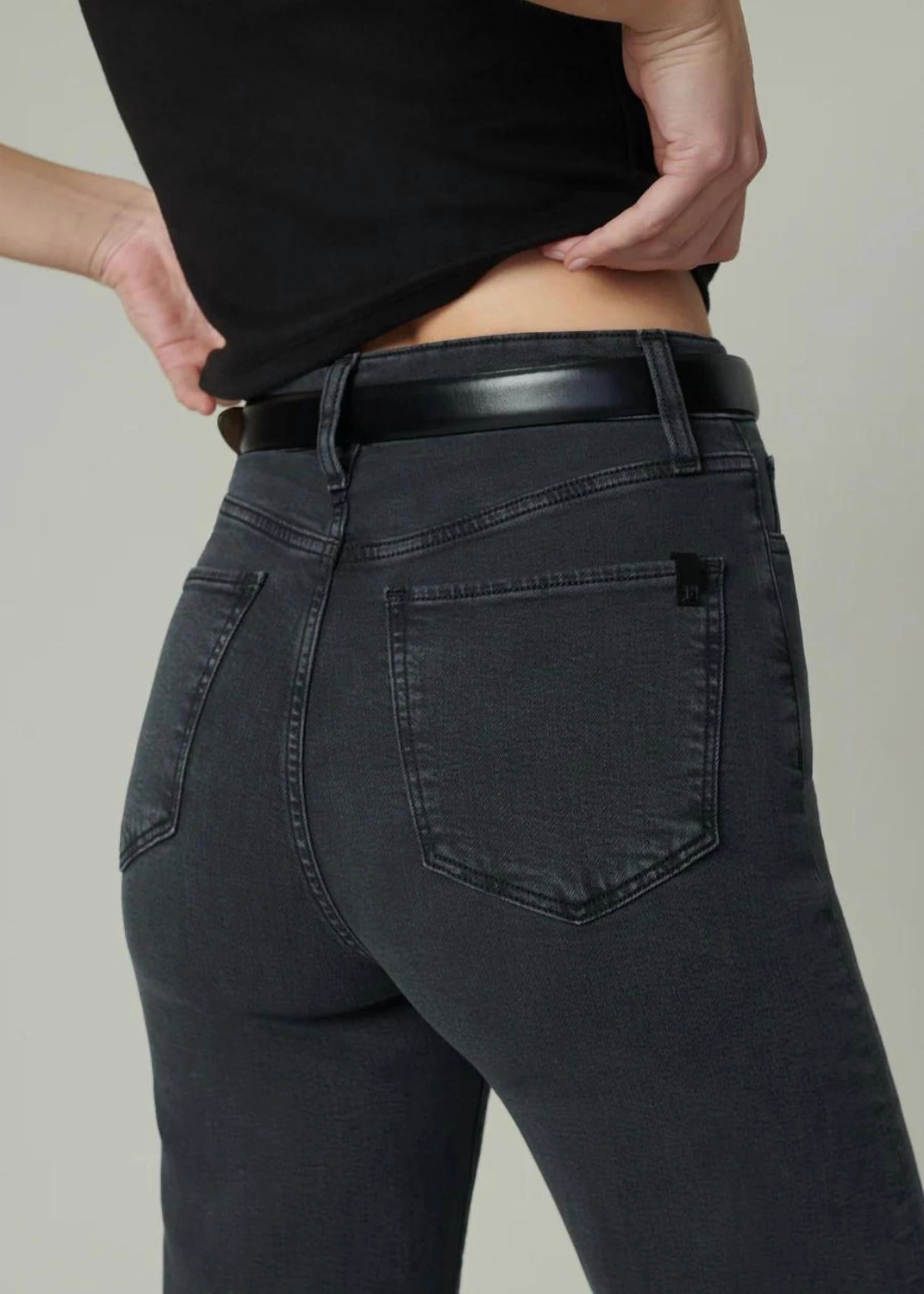 Mia Wide Leg Ankle In Black Cat