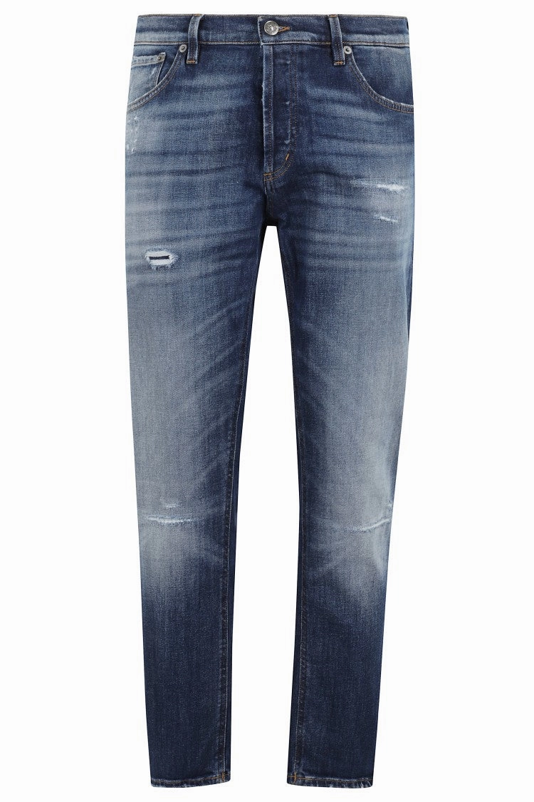 Mid-Rise Carrot Leg Jeans With Stylish Rips