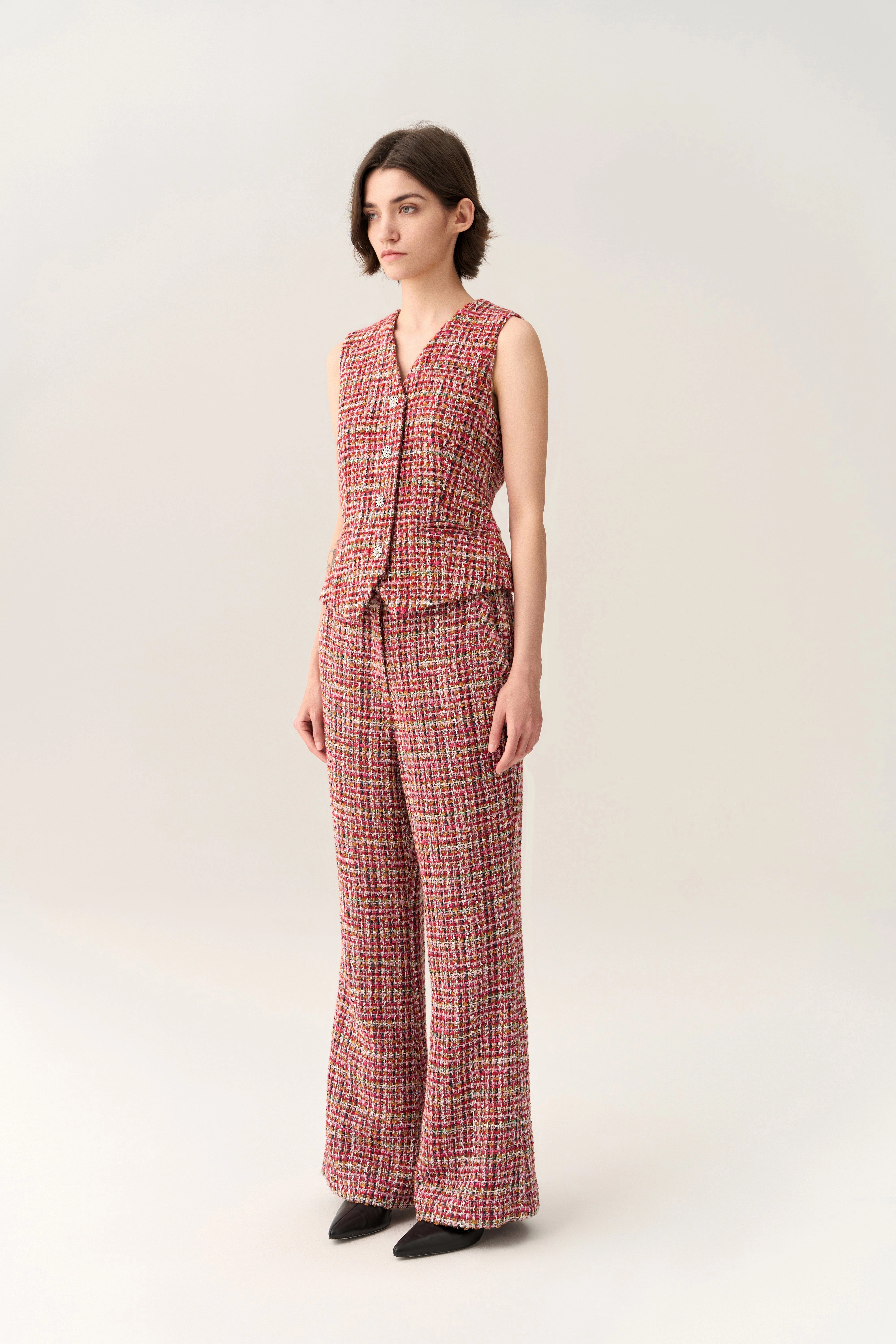 Mid-waist Slim-fit Flared Trousers