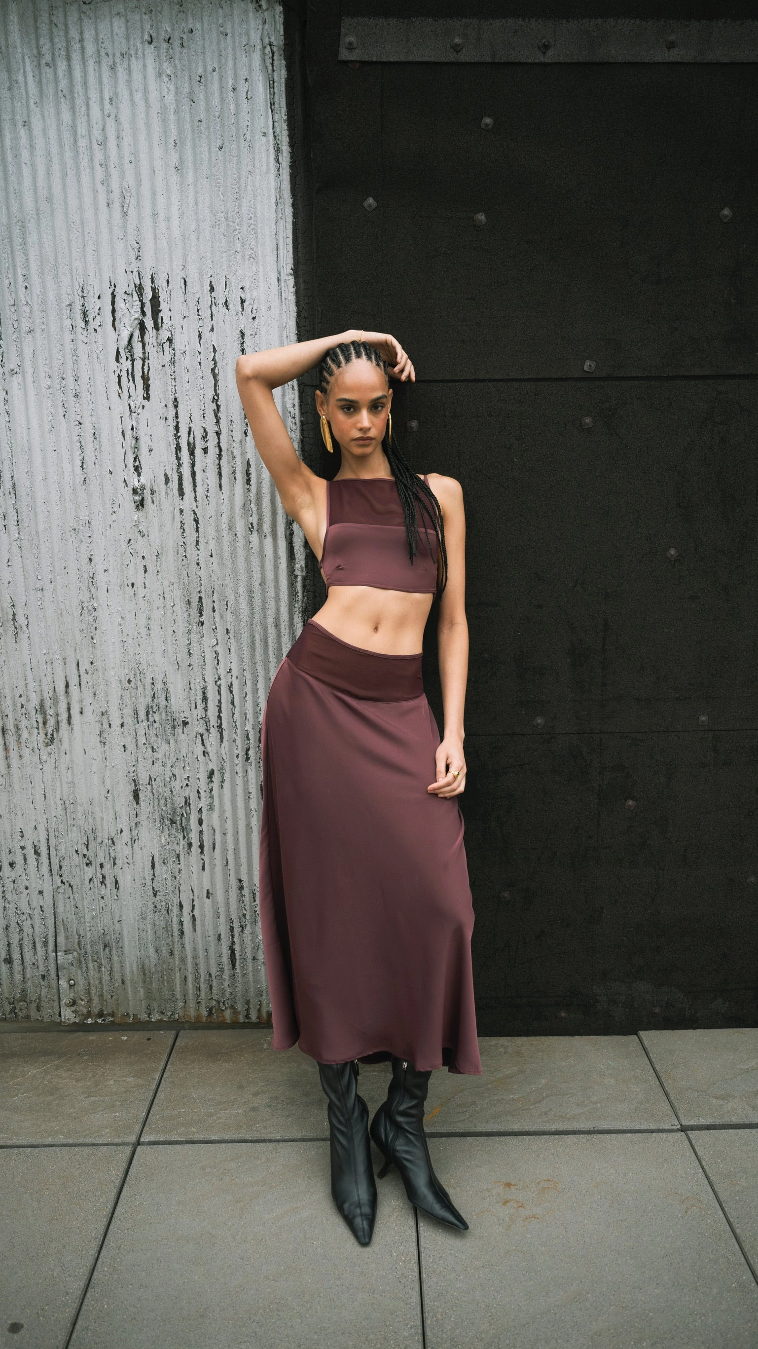 Midi Chiffon Cutout Skirt