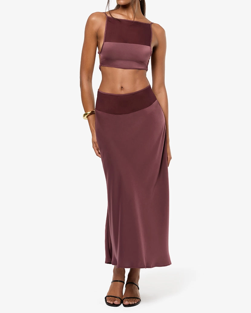 Midi Chiffon Cutout Skirt