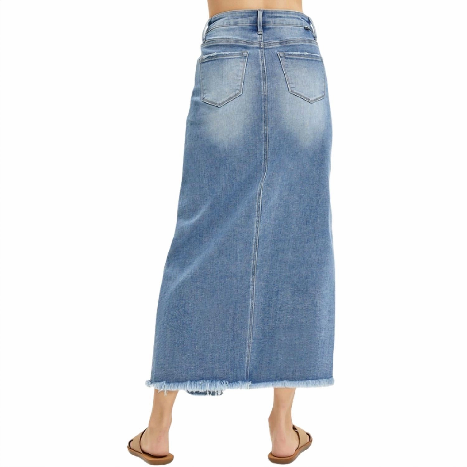 Midi-Maxi Denim Skirt In Medium Wash