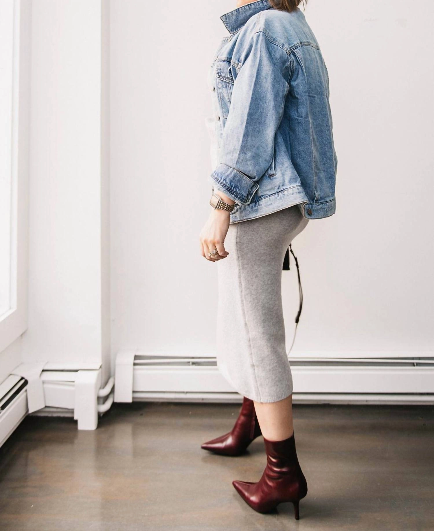 Midi Sweater Skirt In Heather Grey