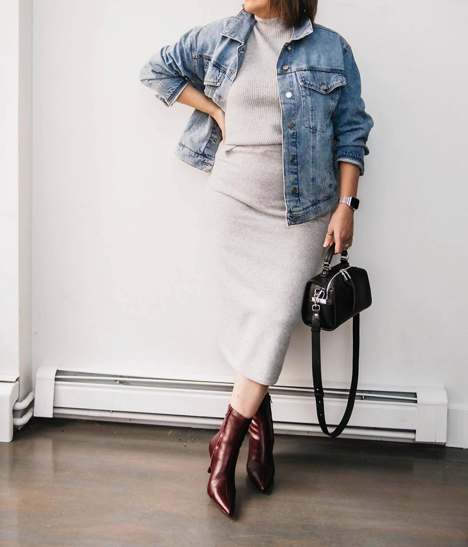 Midi Sweater Skirt In Heather Grey