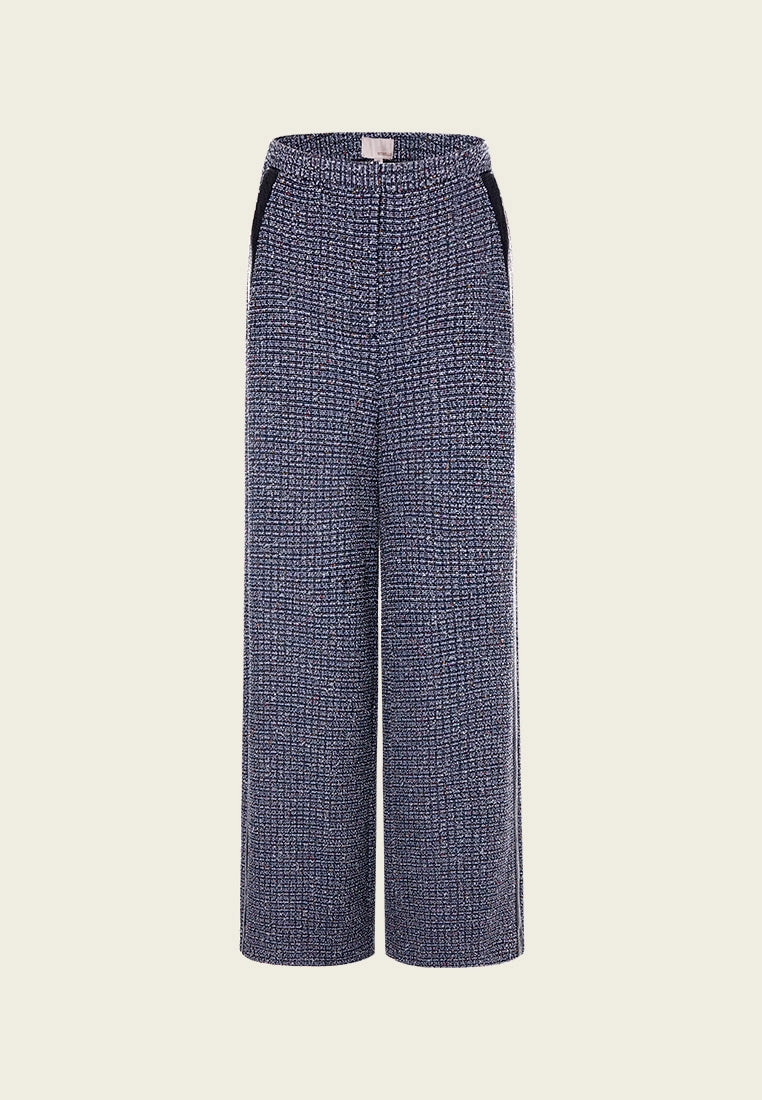 Midnight Blue Straight-leg Tweed Pants