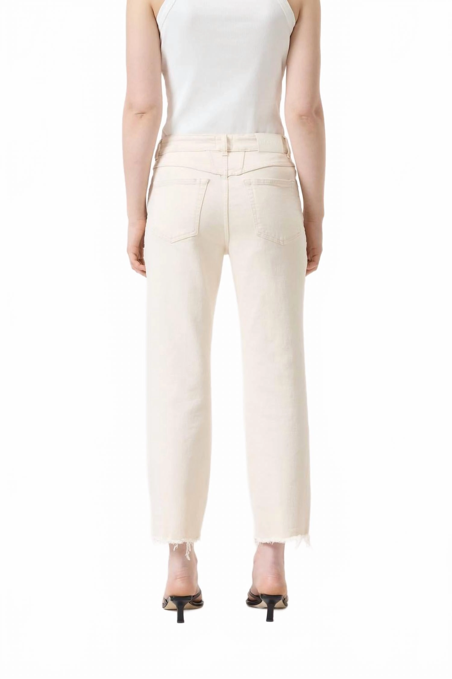 Milo Straight Leg Cropped Jeans In Ivory