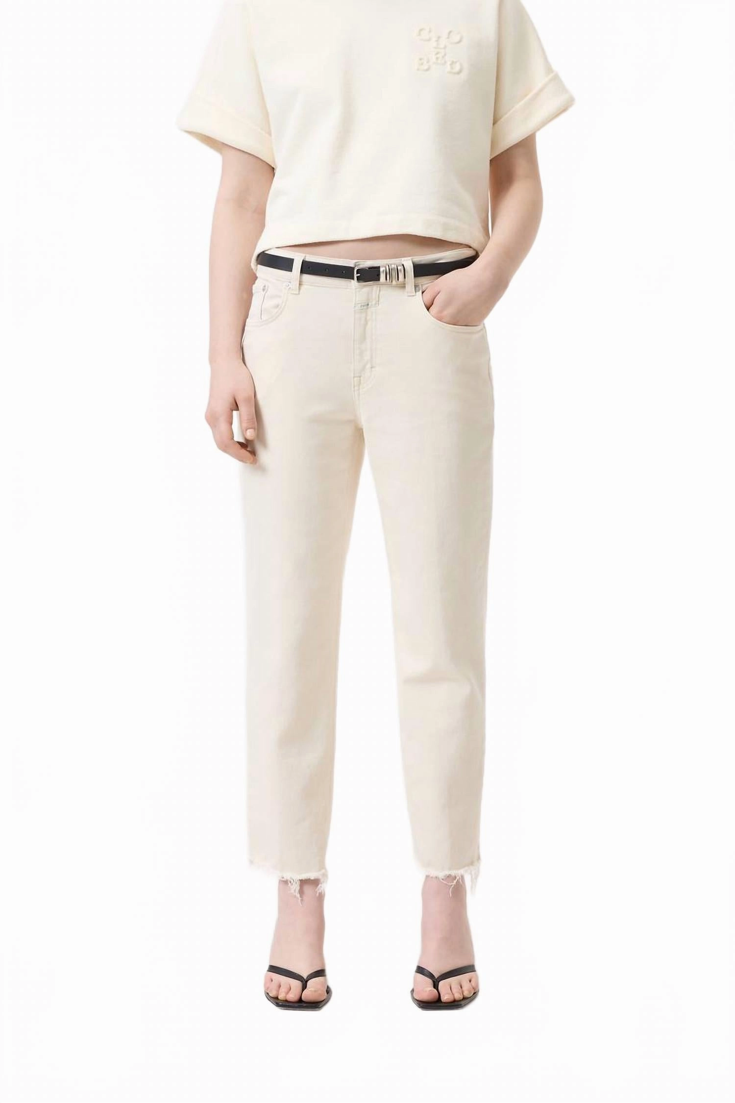 Milo Straight Leg Cropped Jeans In Ivory
