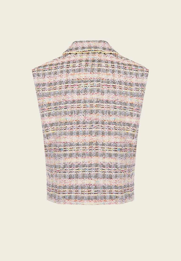 Mixed Tweed Lapel Vest