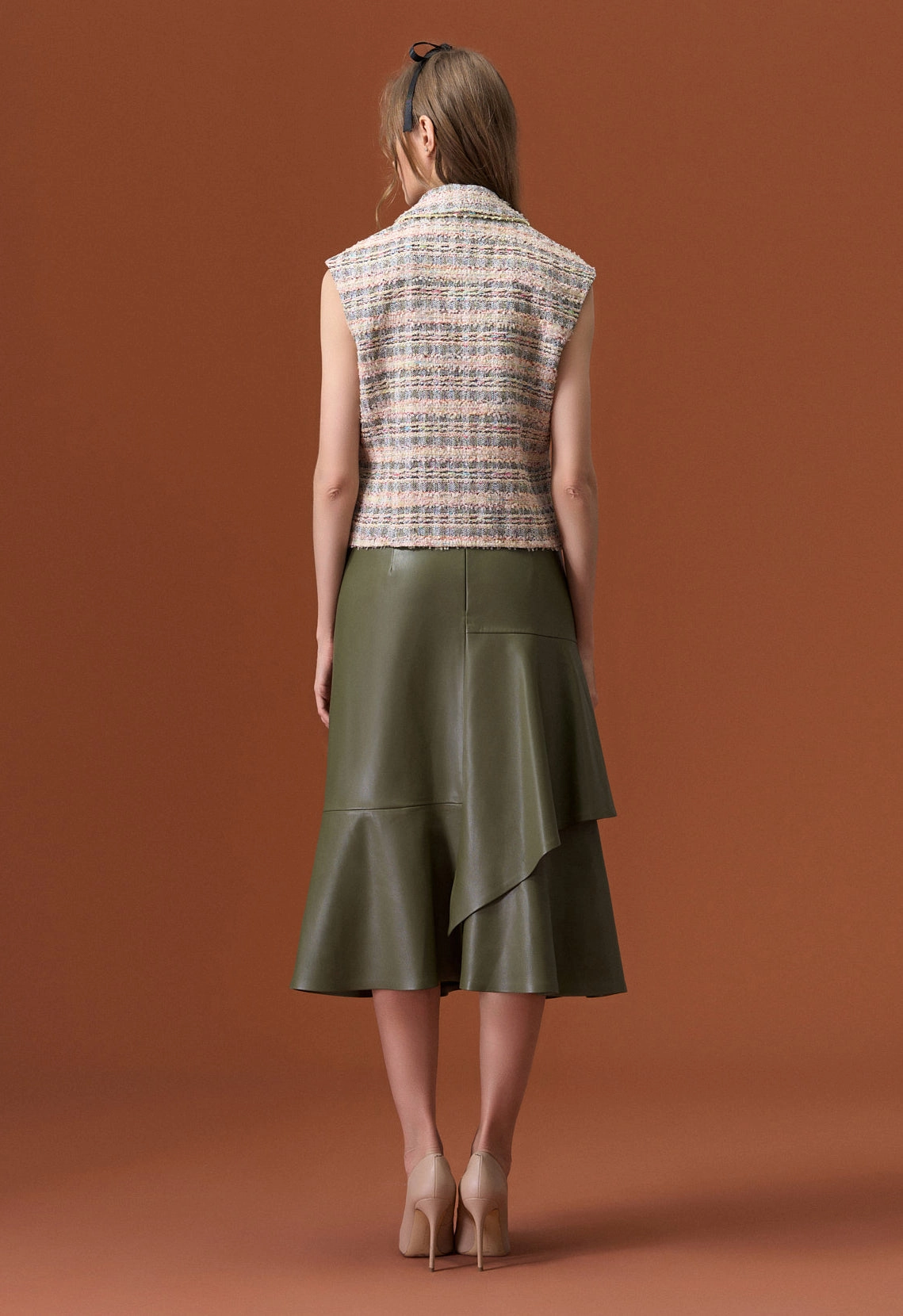Mixed Tweed Lapel Vest
