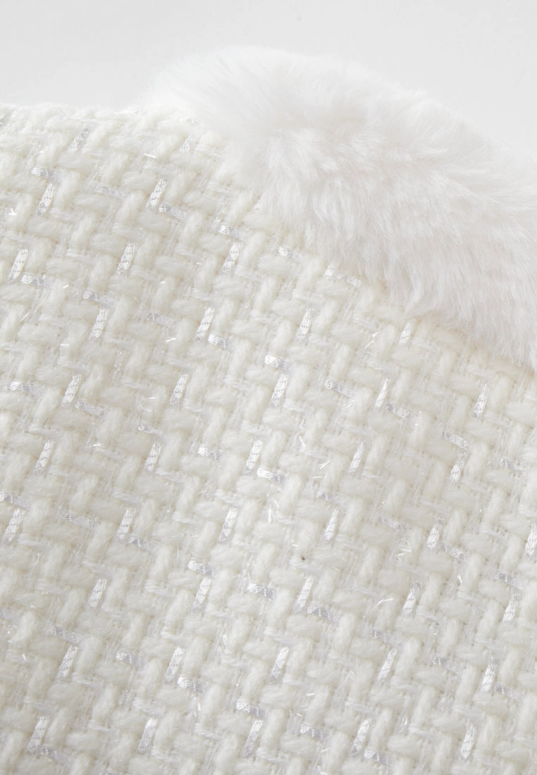 Mixed Tweed Lurex-detail Fur-trim Jacket