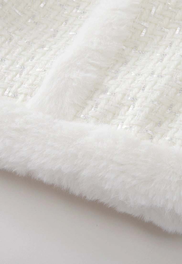 Mixed Tweed Lurex-detail Fur-trim Jacket