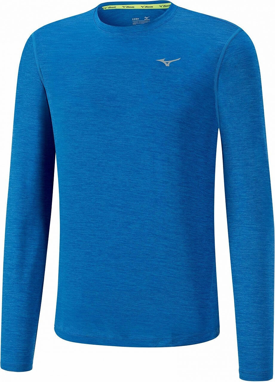 Mizuno Impulse Core J2GA752028 Running Shirt Men Blue Crew Neck Long Sleeve Tee