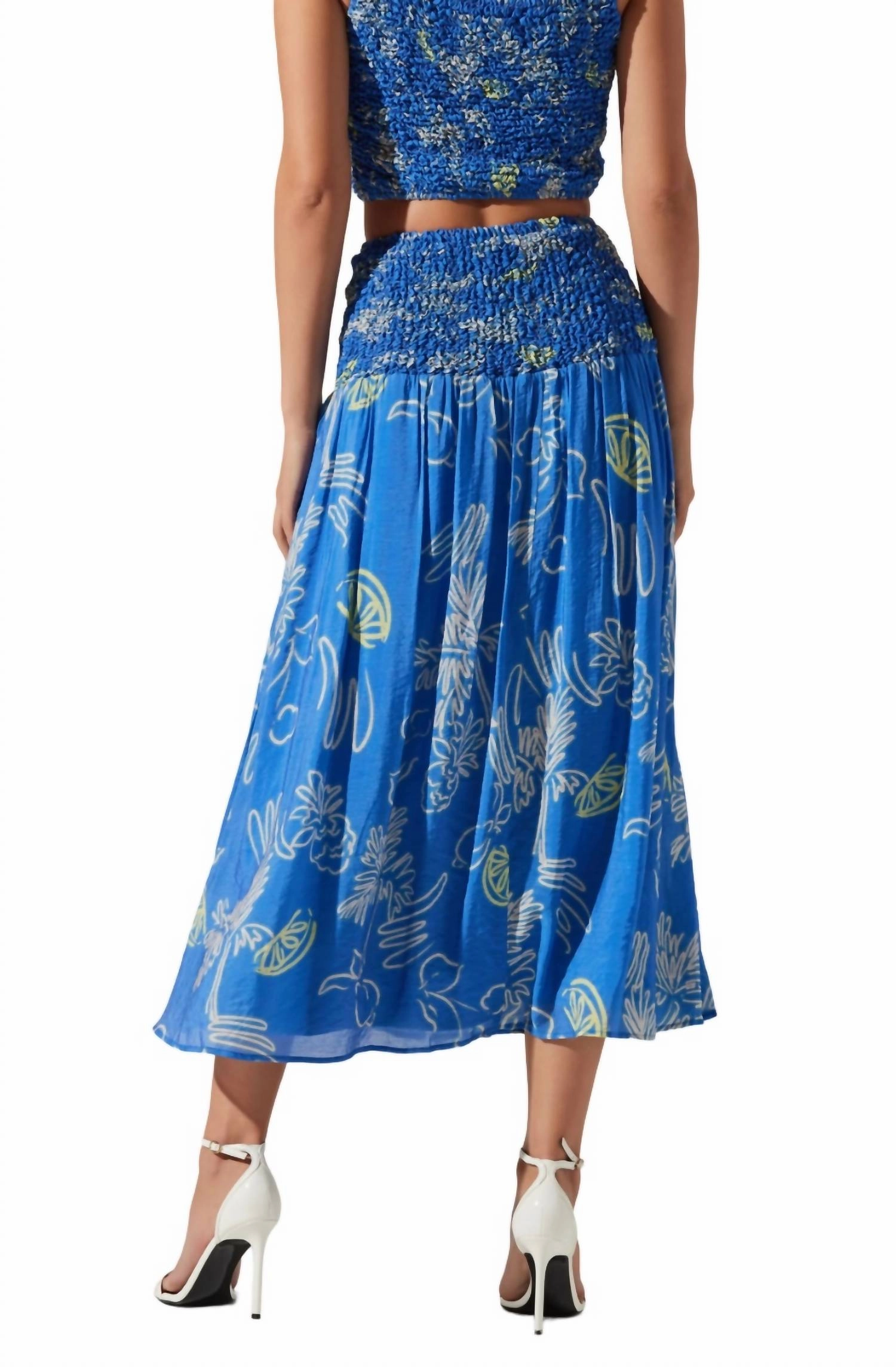 Moana Skirt In Blue Lemon Print