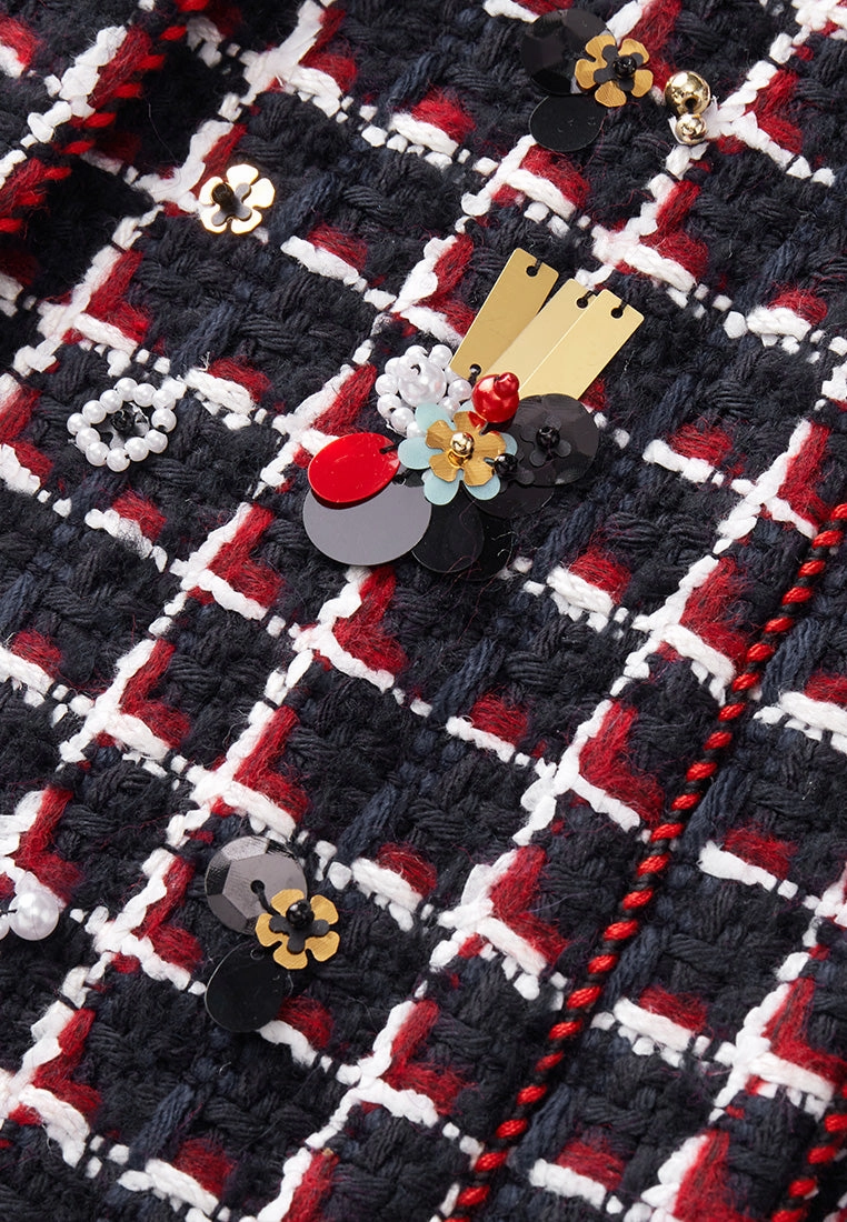 Modern Embellishment Tweed Coat