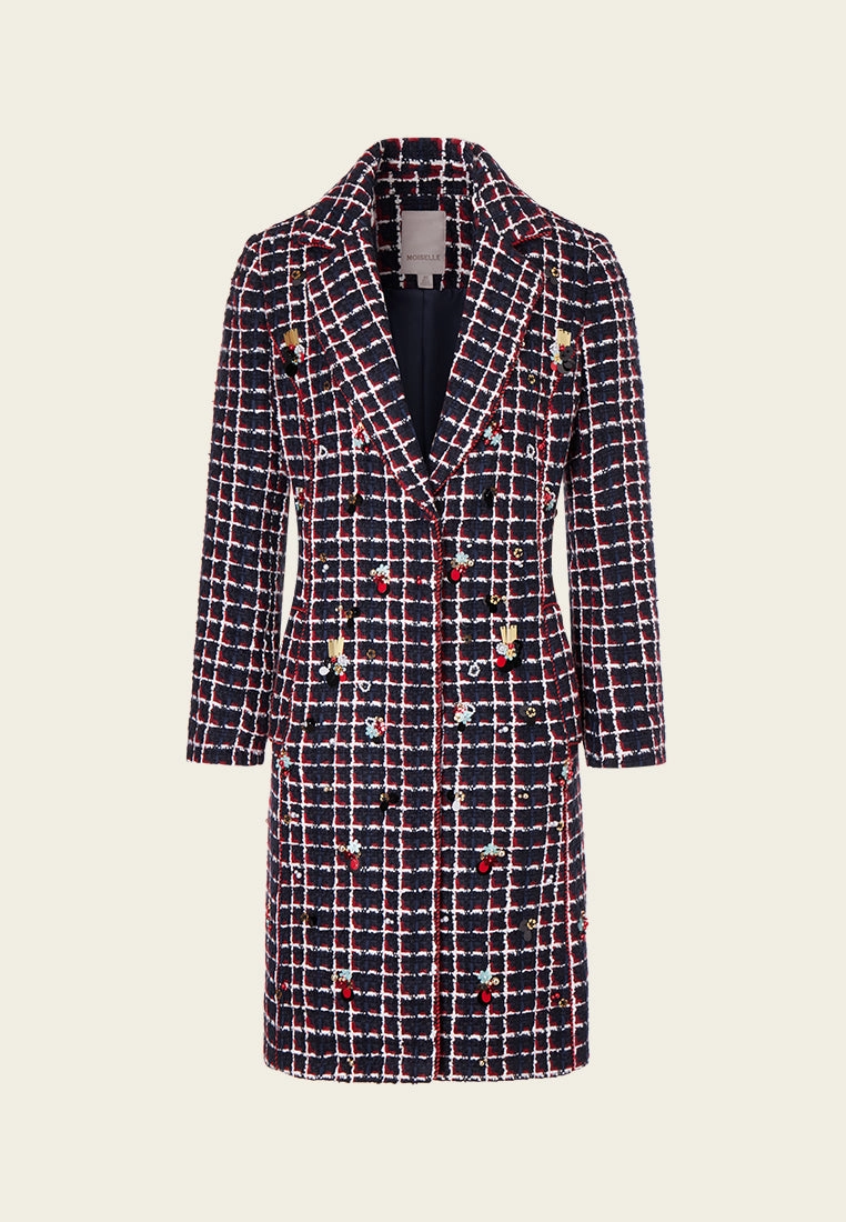 Modern Embellishment Tweed Coat