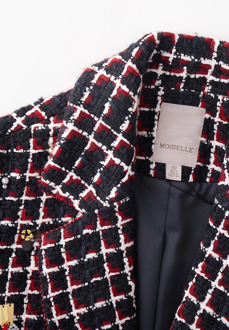Modern Embellishment Tweed Coat