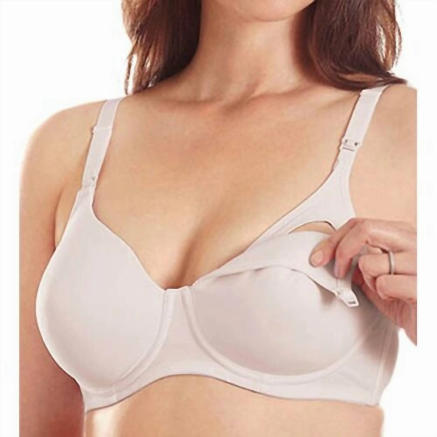 Molded Stretch Pad Nursing Bra In White
