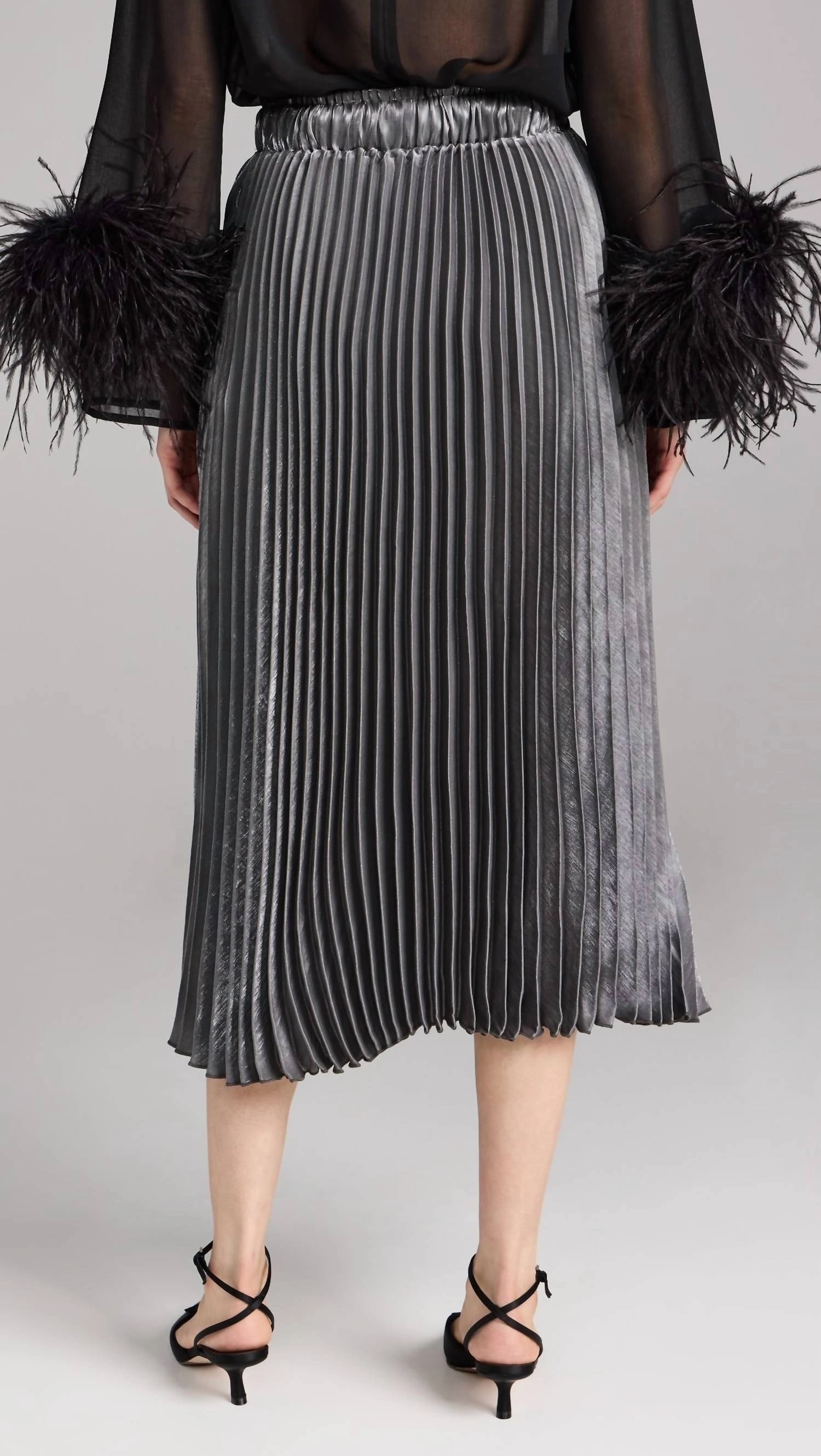 Mona Midi Skirt In Metallic Silver