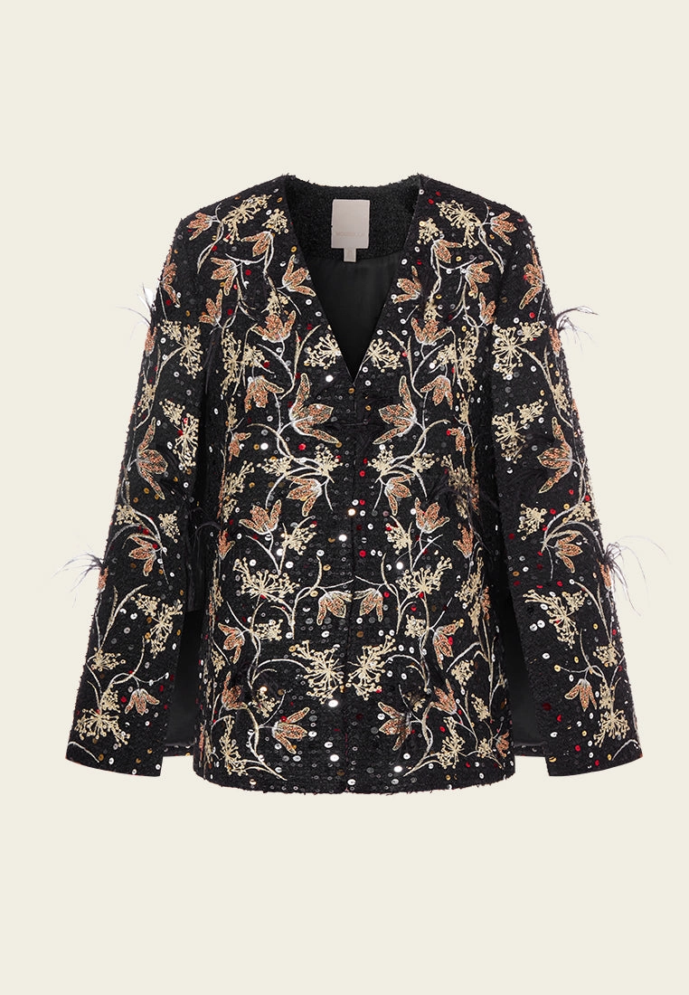 Motif-embroidered Prestige Luxe Oriental Cape