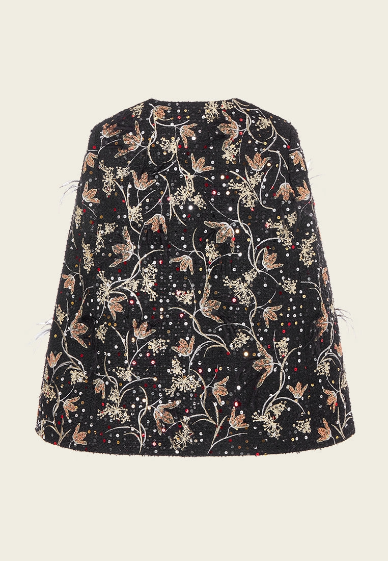 Motif-embroidered Prestige Luxe Oriental Cape